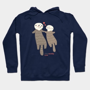 Cute Otters in love Illustration Hoodie